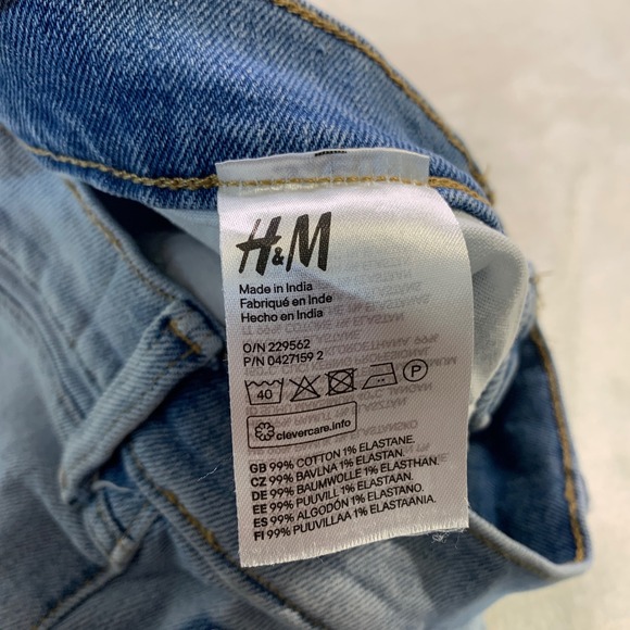 H&M Skinny Coupe Moulante Jeans Light Wash Distressed Denim Mens 32x32 Casual - Picture 5 of 9